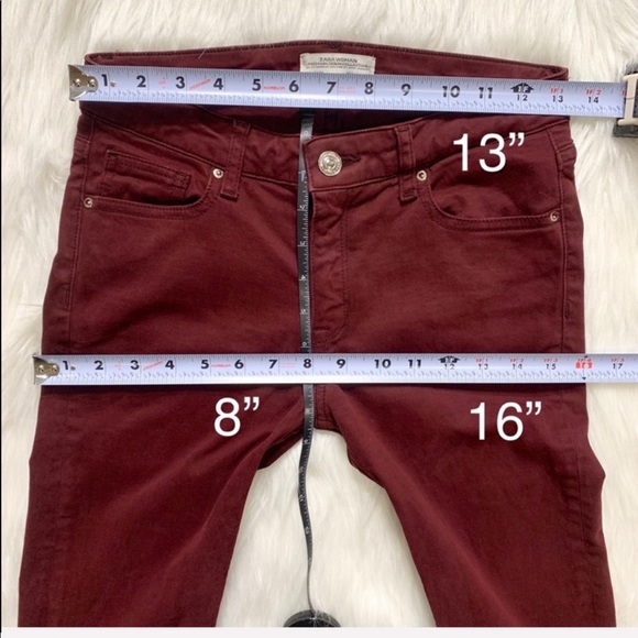 2/$20🌸 Zara Zipper Ankle Burgundy Skinny Jeans - Picture 7 of 8